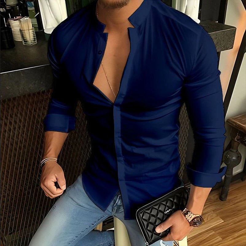 Men's Casual Fashion Stand Collar Shirt