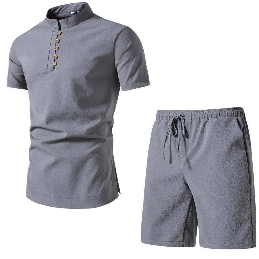 Men's Two-Piece Short Sleeve Set Infused with Contemporary Chinese Elegance