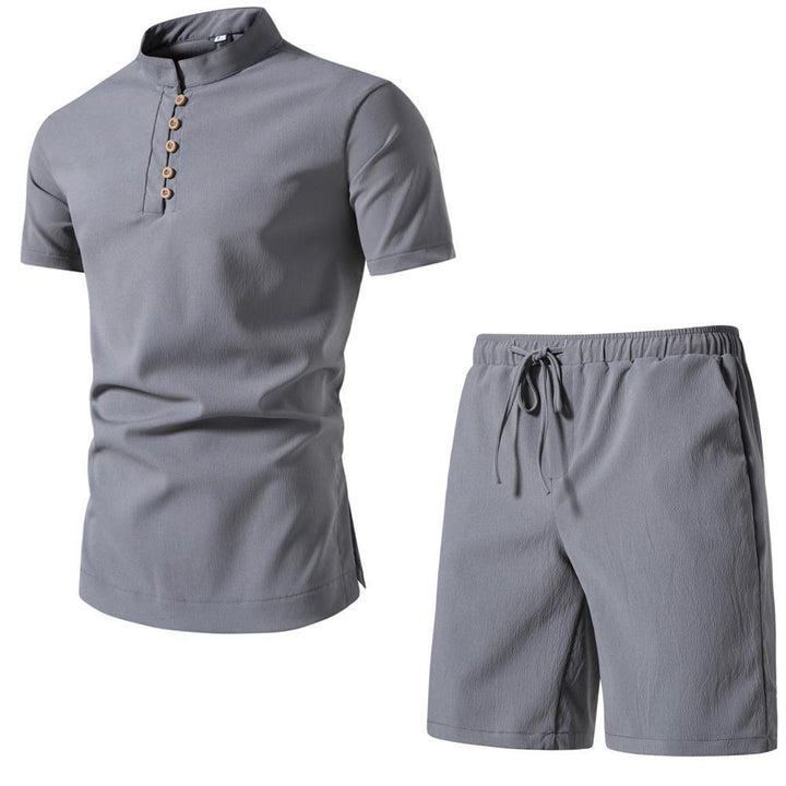 Men's Two-Piece Short Sleeve Set Infused with Contemporary Chinese Elegance