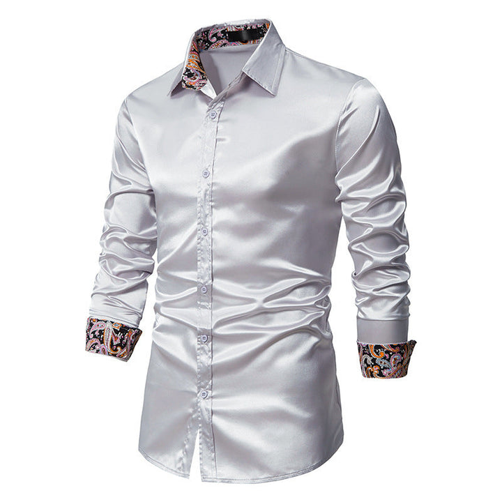 Men's Contrast Color Casual Slim-fit Buttoned Shirt