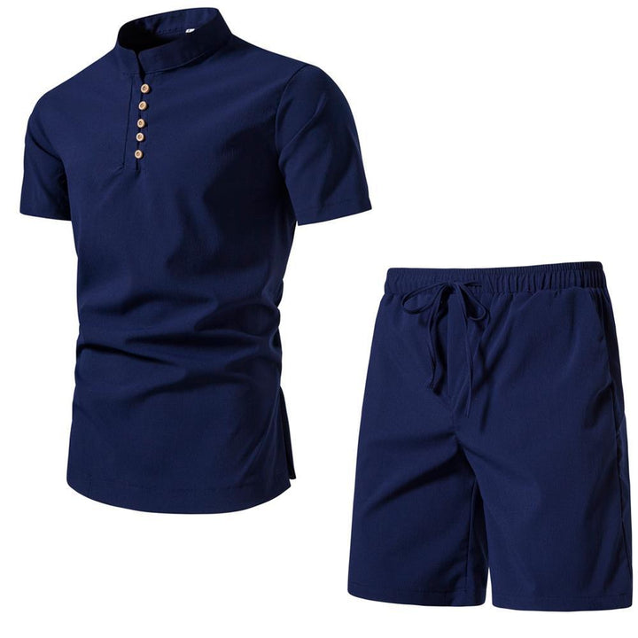 Men's Two-Piece Short Sleeve Set Infused with Contemporary Chinese Elegance