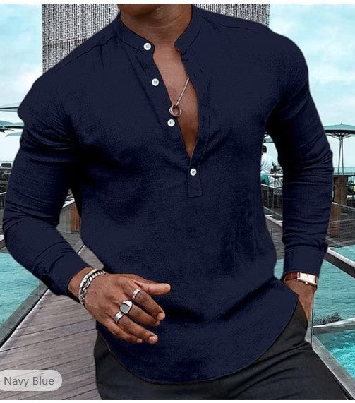 Classic Fit Vintage Long Sleeve Shirt for Men