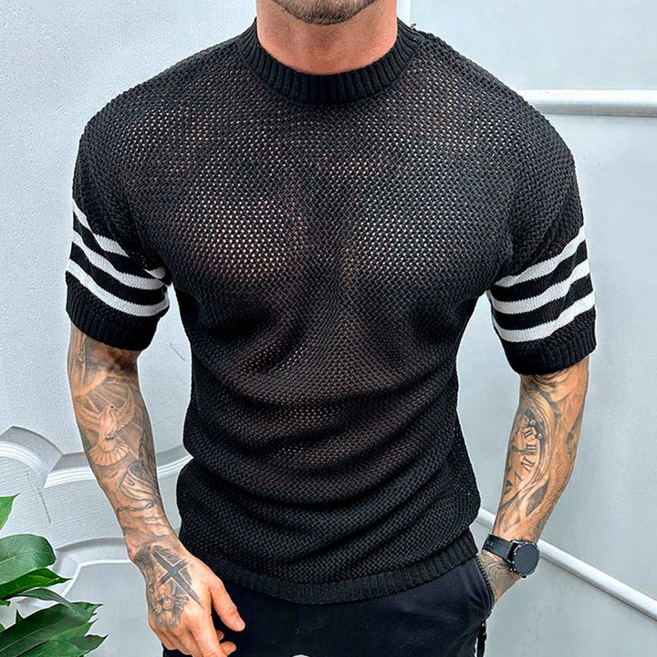 Round Neck Jacquard Hollow Sweater