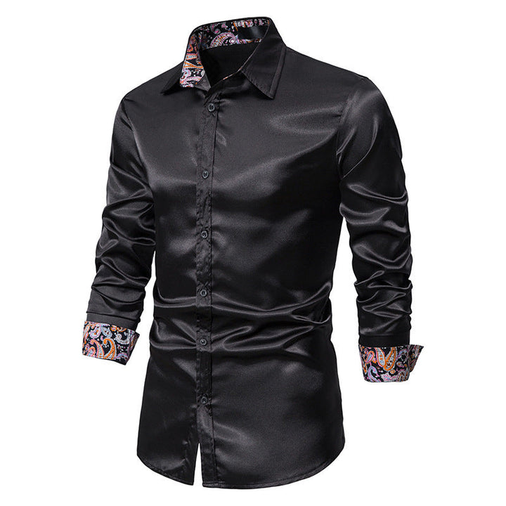 Men's Contrast Color Casual Slim-fit Buttoned Shirt