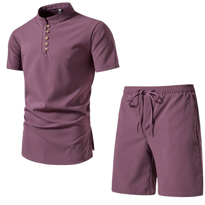 Men's Two-Piece Short Sleeve Set Infused with Contemporary Chinese Elegance