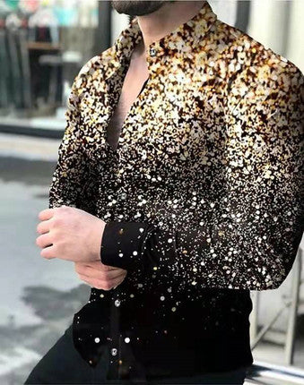Men's Fashion Casual Printed Long Sleeve Shirt