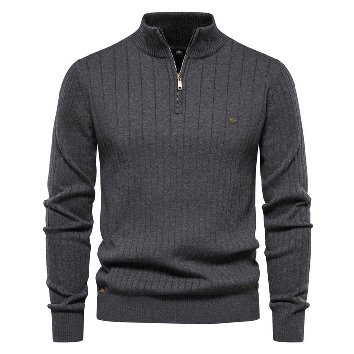 Men's Fashion Casual Stand Collar Half Zip Knitwear Sweater