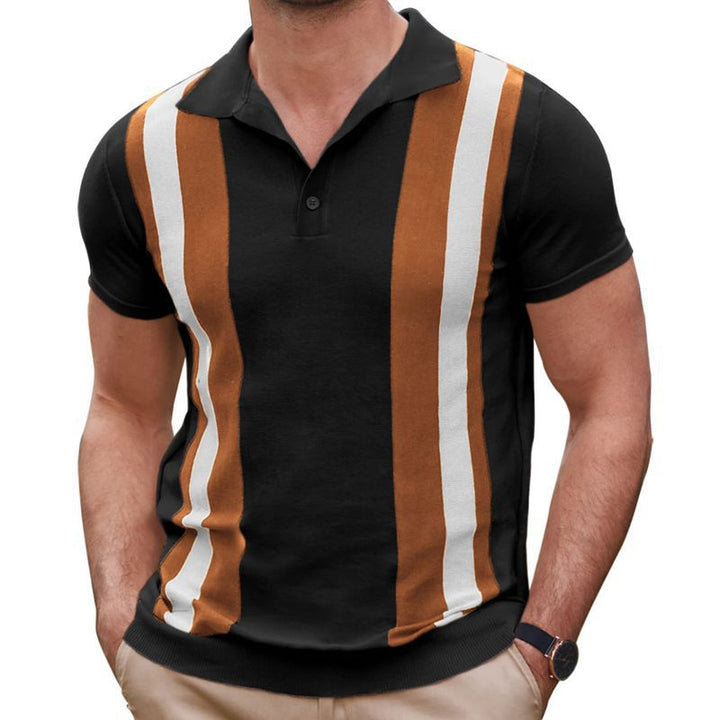 Men's Summer Stripes Jacquard Short Sleeve