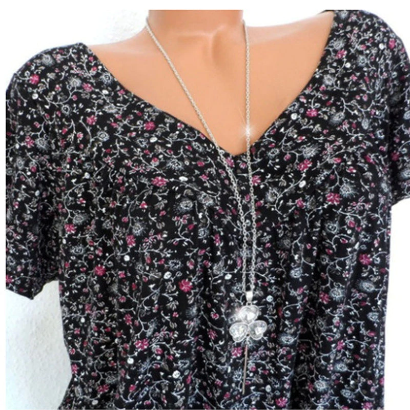 Summer V-neck Loose T-shirt - Clevecorner