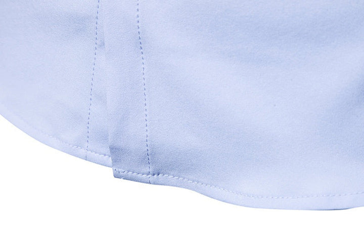 Men's Embroidered Henry Collar Ironing Free Long Sleeves Shirt