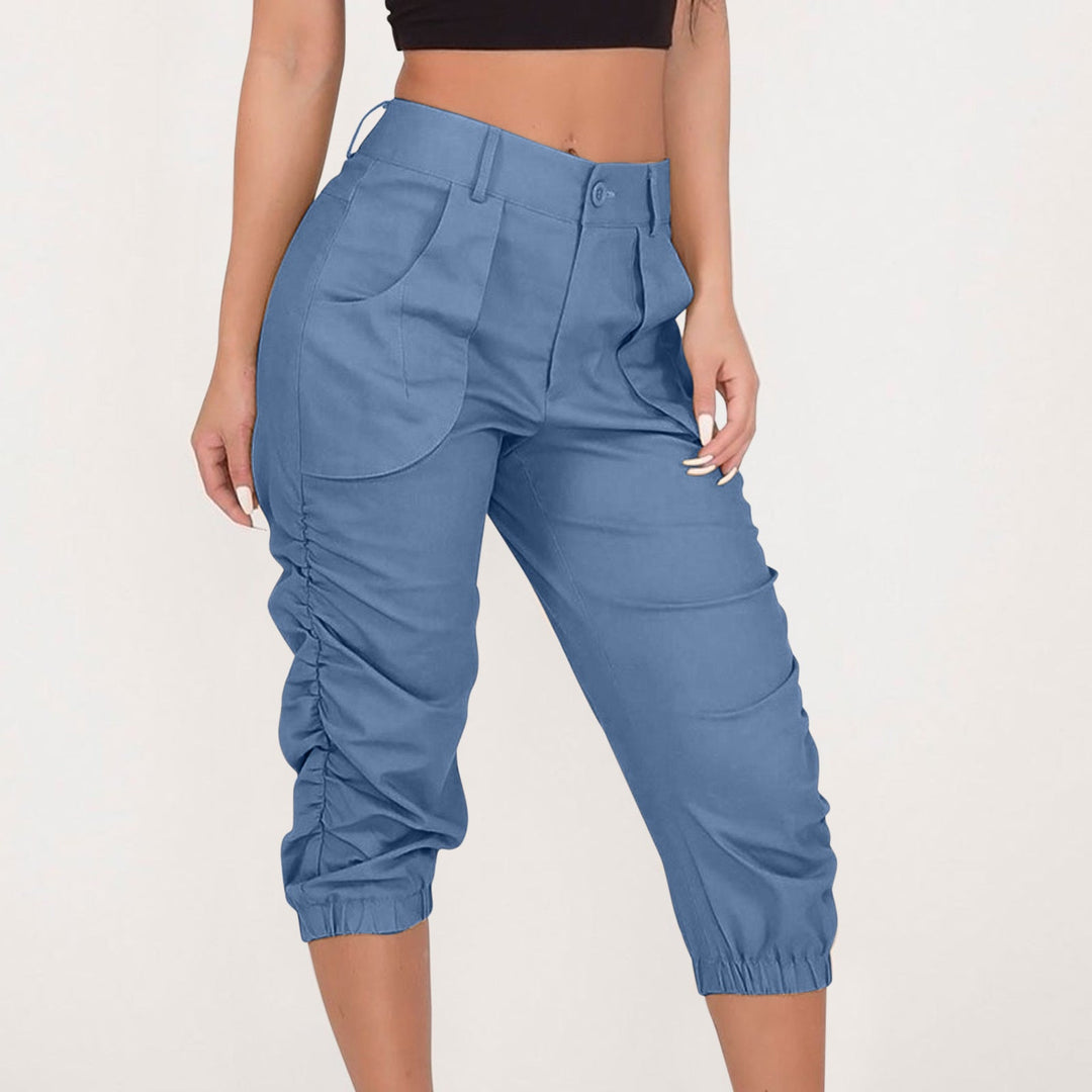 Women's casual cropped overalls harem pants - Clevecorner