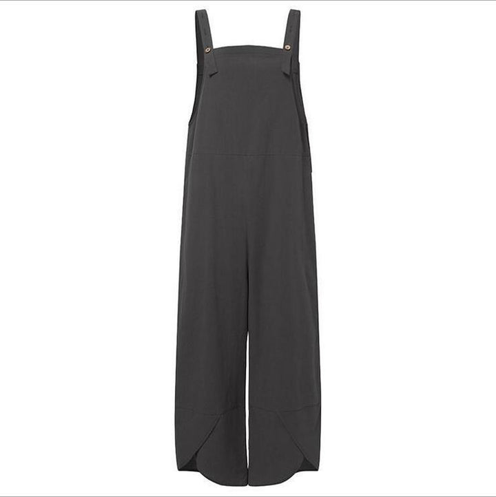 Women's Solid Color Casual Cropped Overalls - Clevecorner