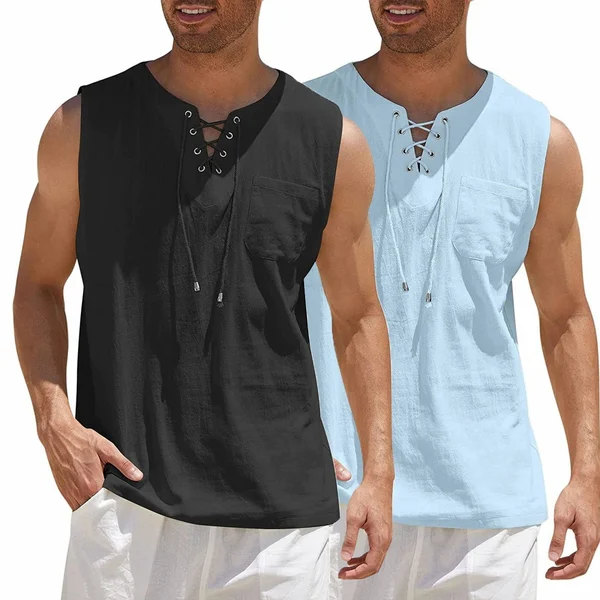 Men's Cotton Linen Sleeveless Shirt