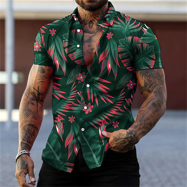 Stylish Men's Leaf Print Shirt