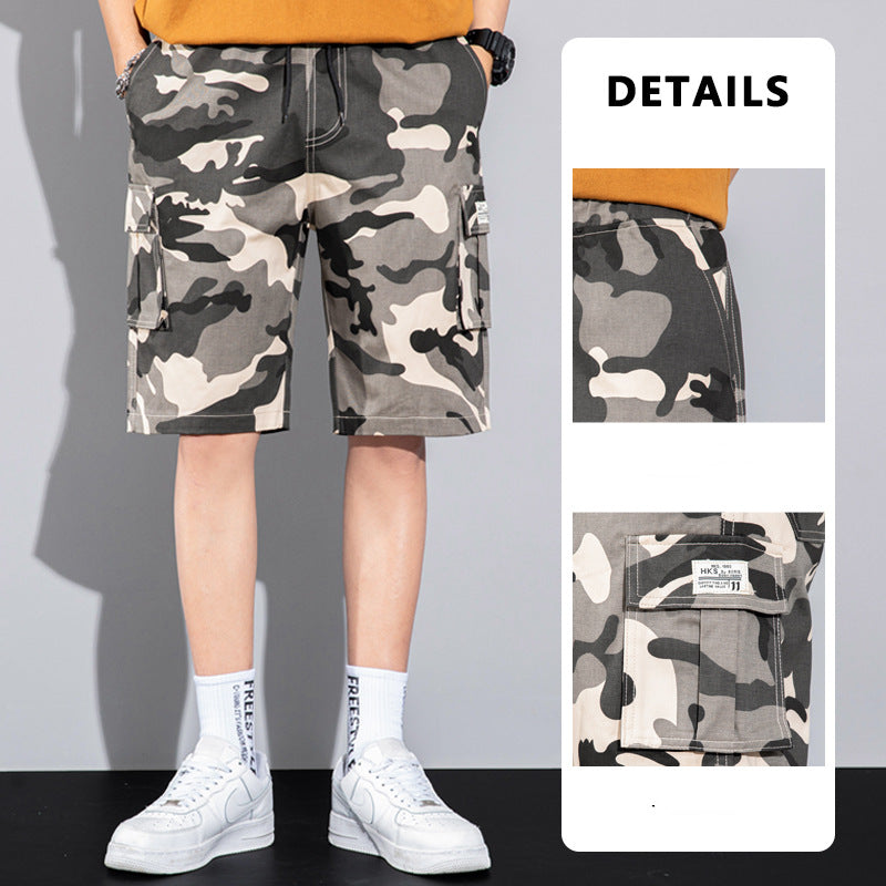 Casual Drawstring Cargo Multi Pocket Men's Beach Shorts