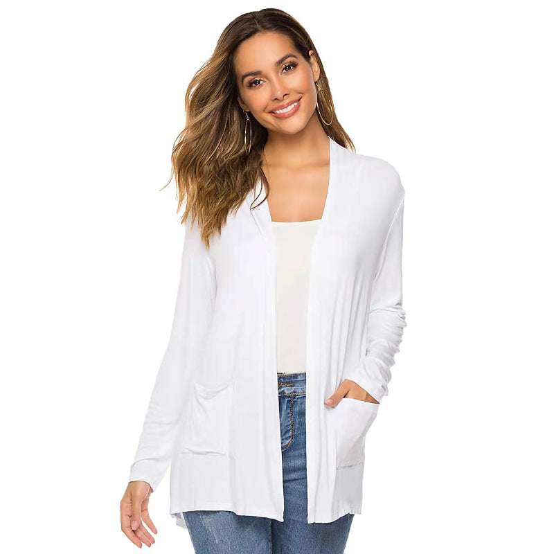 WOMEN'S CASUAL LIGHTWEIGHT OPEN FRONT LONG SLEEVE CARDIGANS - Clevecorner