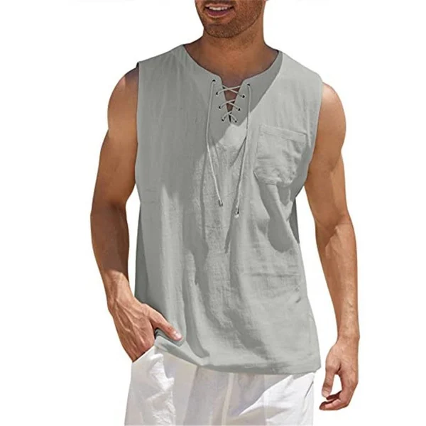 Men's Cotton Linen Sleeveless Shirt