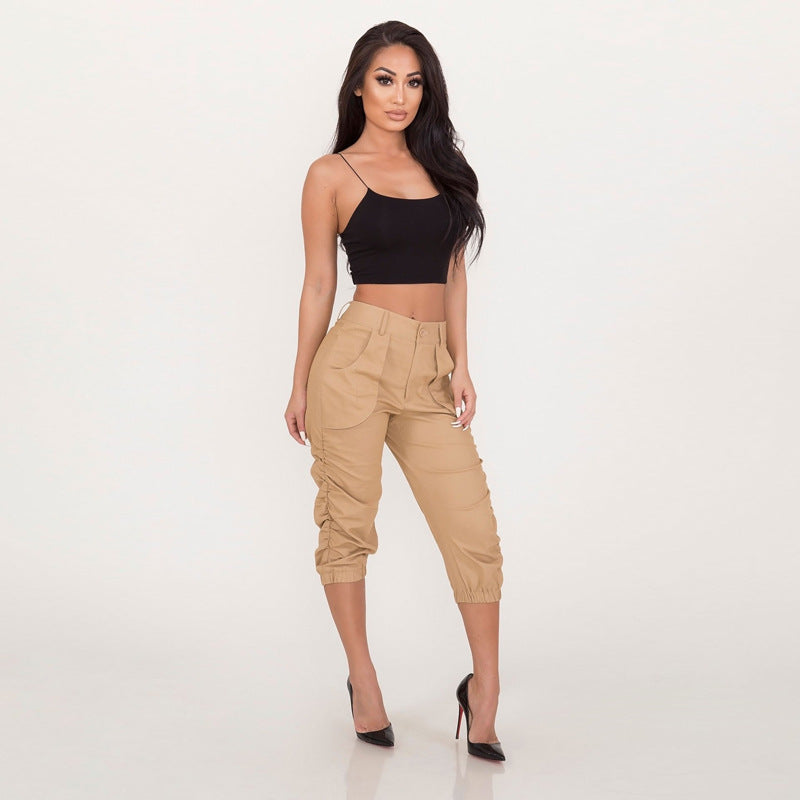 Women's casual cropped overalls harem pants - Clevecorner