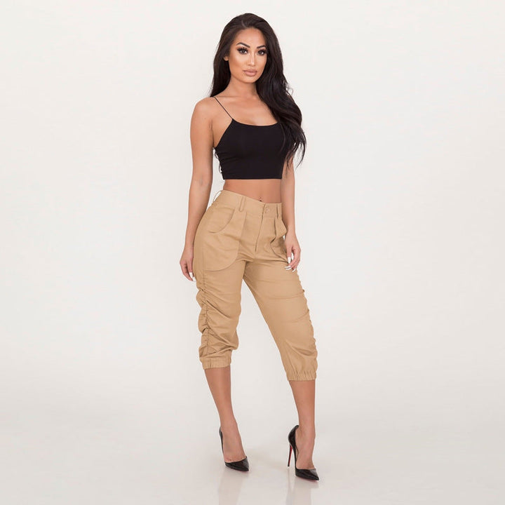 Women's casual cropped overalls harem pants - Clevecorner