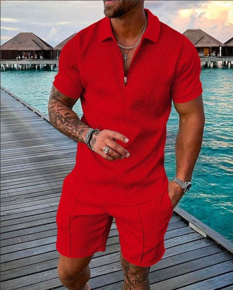 Men's Summer Casual Short Sleeve Shirt and Shorts Set
