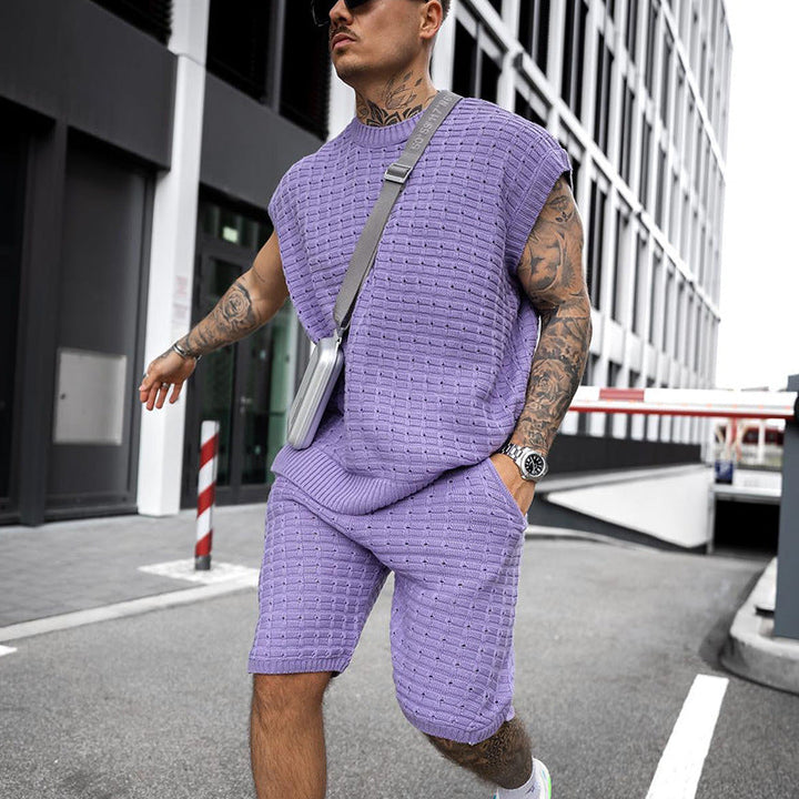 Men's Two-Piece Short-Sleeved Shirt and Shorts Set
