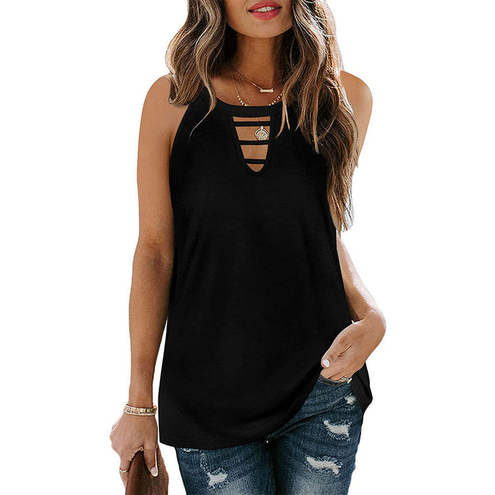 Hollow Sleeveless Casual T-Shirt