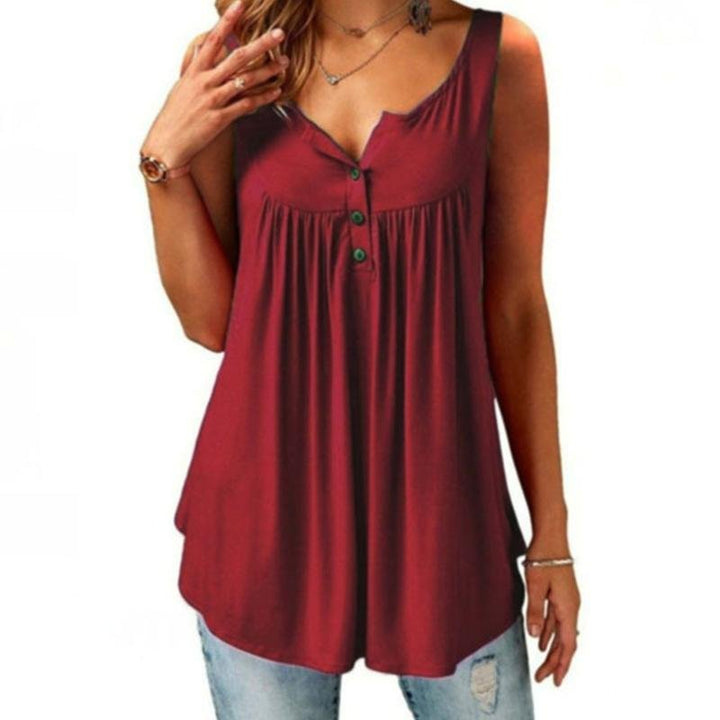 Summer Loose Button Tank Top - Clevecorner
