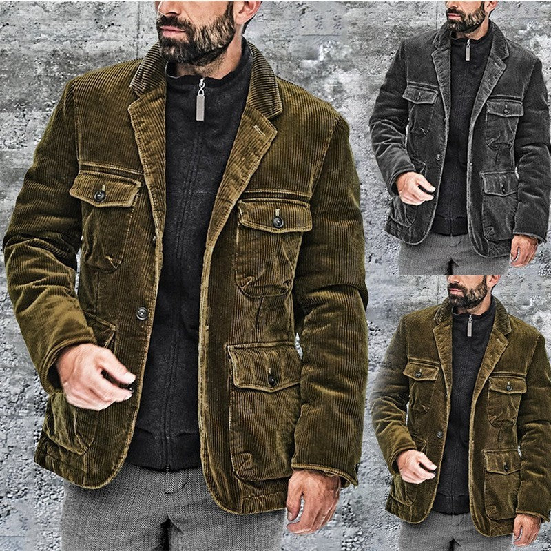 Men's Pure Color Open Lining Casual Jacket