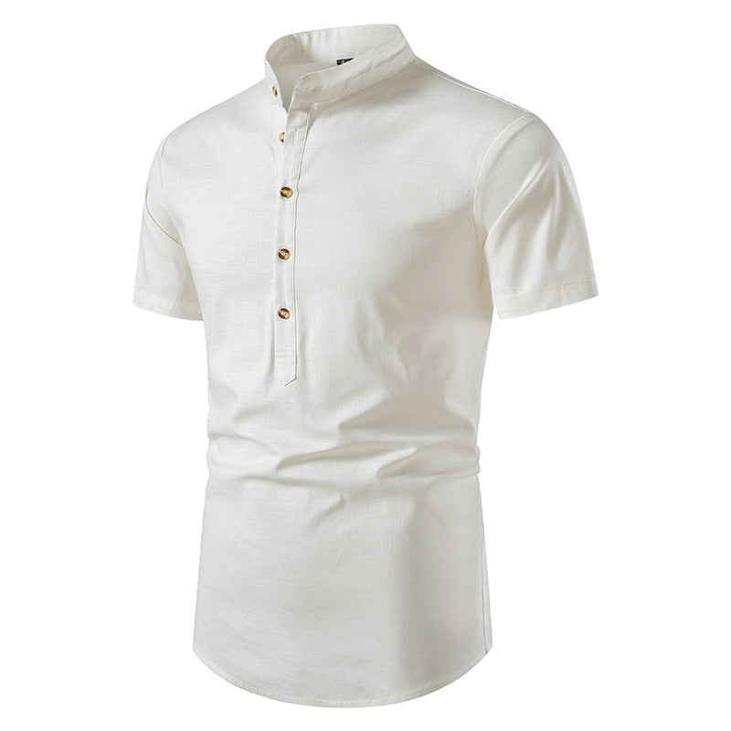 Men's Short Sleeve Stand Collar Casual Summer Shirt