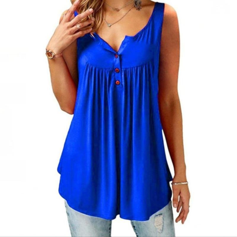 Summer Loose Button Tank Top - Clevecorner