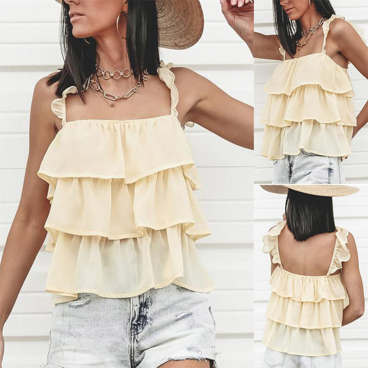 Summer New Sling Ruffle Top Vest - Clevecorner