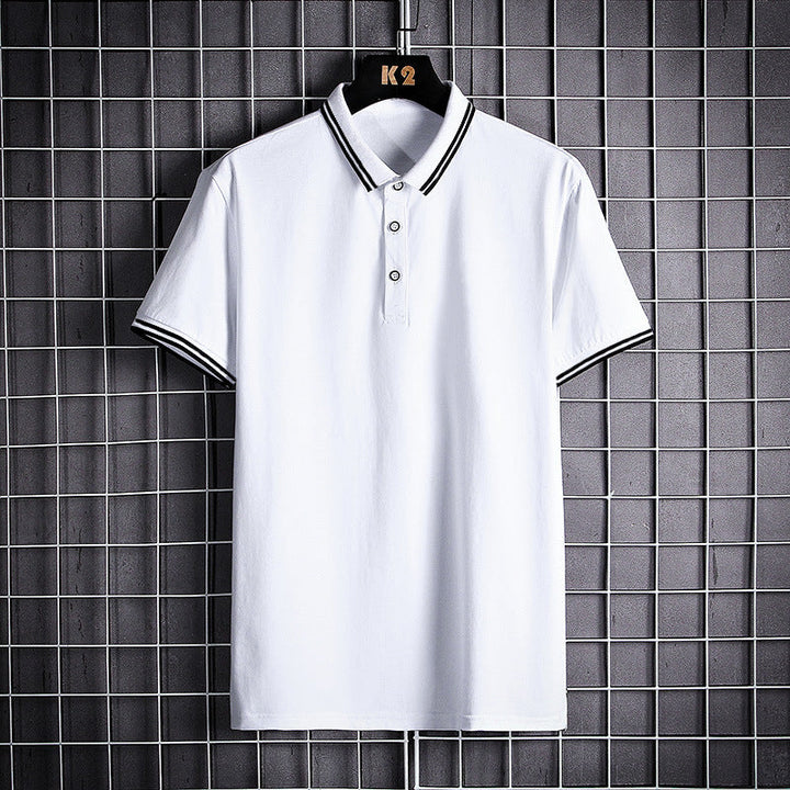 Men's British Short-Sleeved Lapel Gentleman Wheat Polo Shirt
