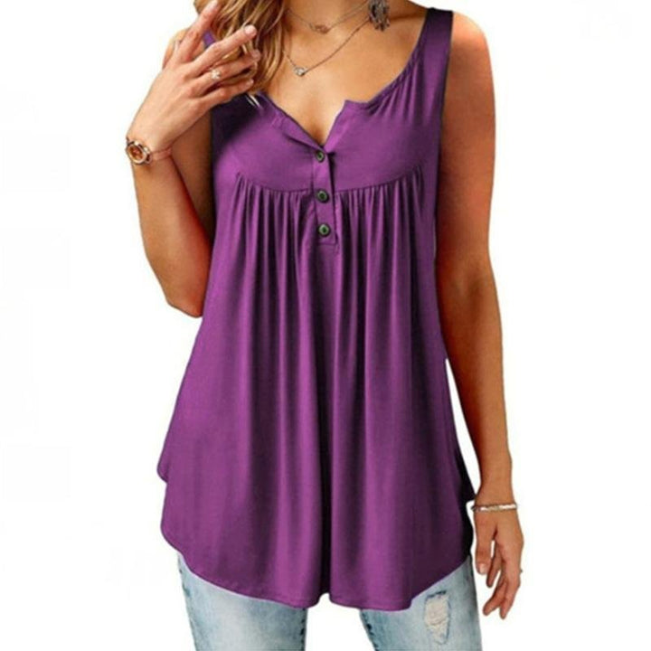 Summer Loose Button Tank Top - Clevecorner