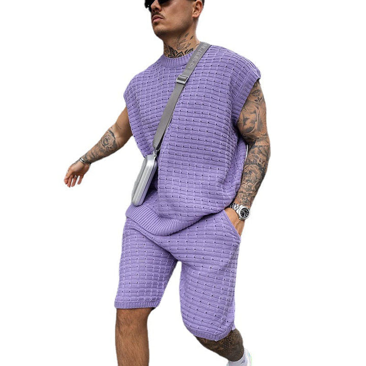Men's Two-Piece Short-Sleeved Shirt and Shorts Set