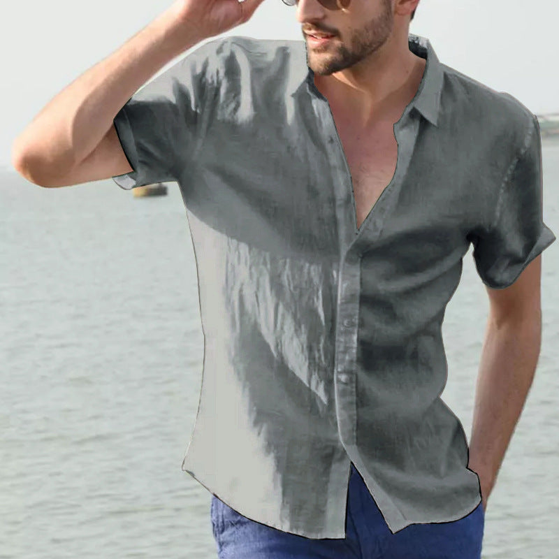 Summer Men's Solid Color Short Sleeve Casual - Clevecorner