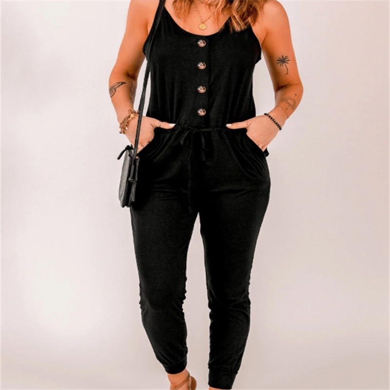 Summer Casual Waist Knitted Jumpsuit - Clevecorner