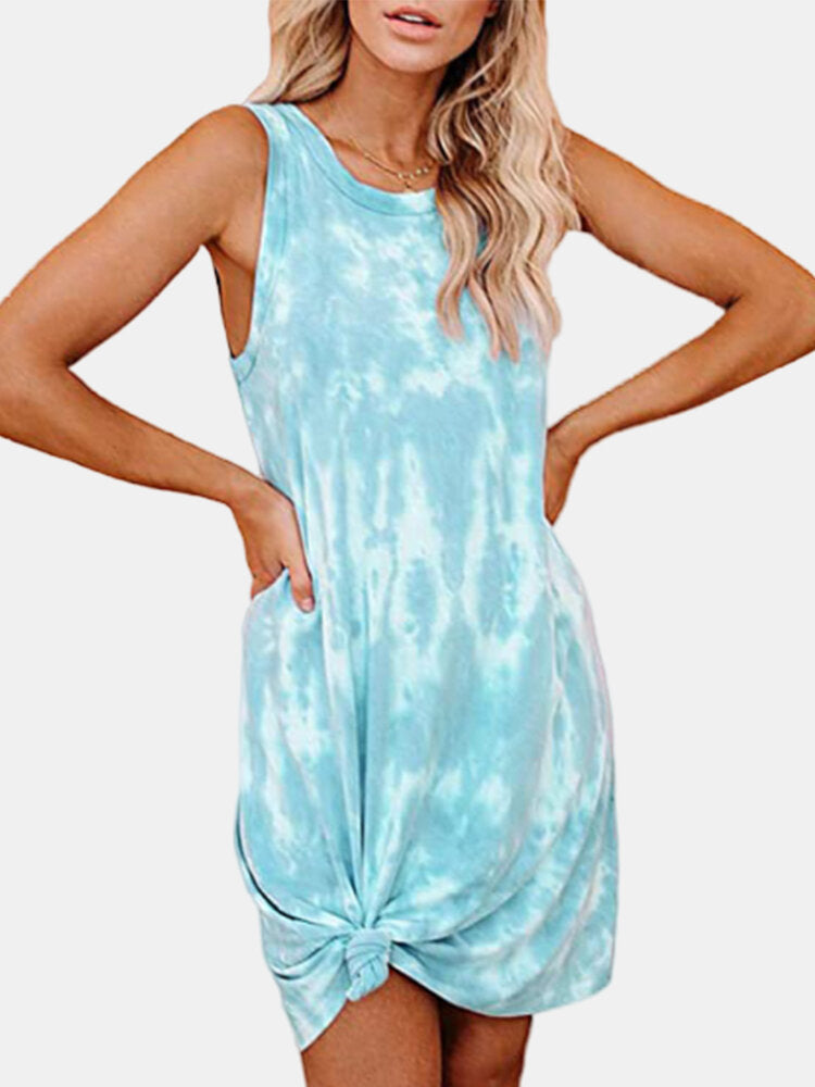 Women's Tie-Dye Sleeveless Casual Sundress - Clevecorner