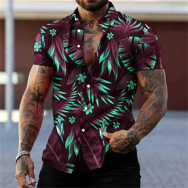 Stylish Men's Leaf Print Shirt