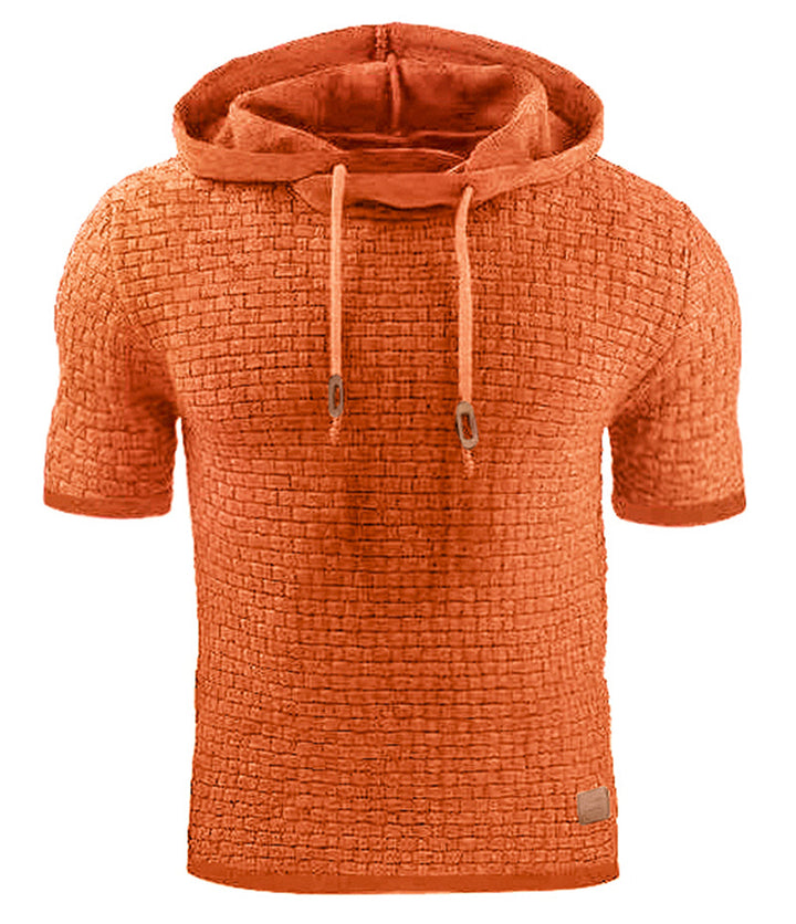Men's Short Sleeve Solid Knitted Hoodie Sweater