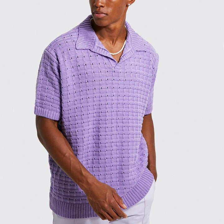 Men's Knitted Short Sleeved Casual T-Shirt