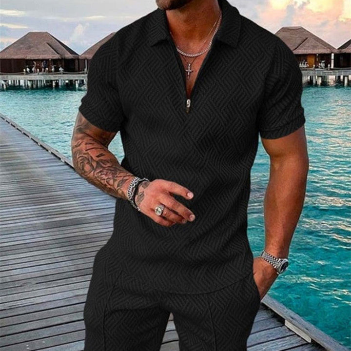 Men's Summer Casual Short Sleeve Shirt and Shorts Set