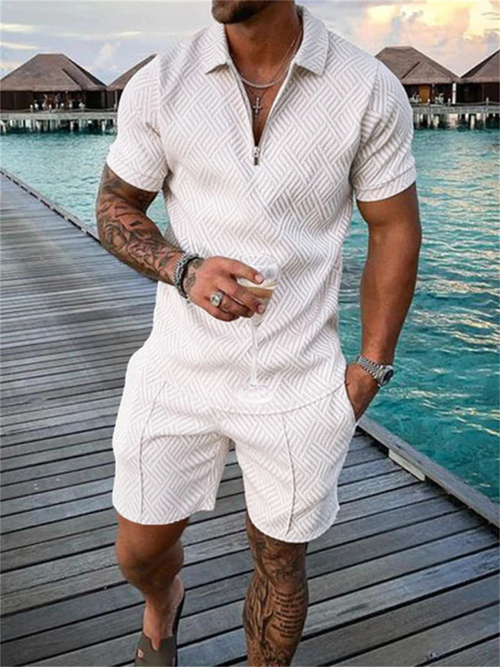 Men's Summer Casual Short Sleeve Shirt and Shorts Set