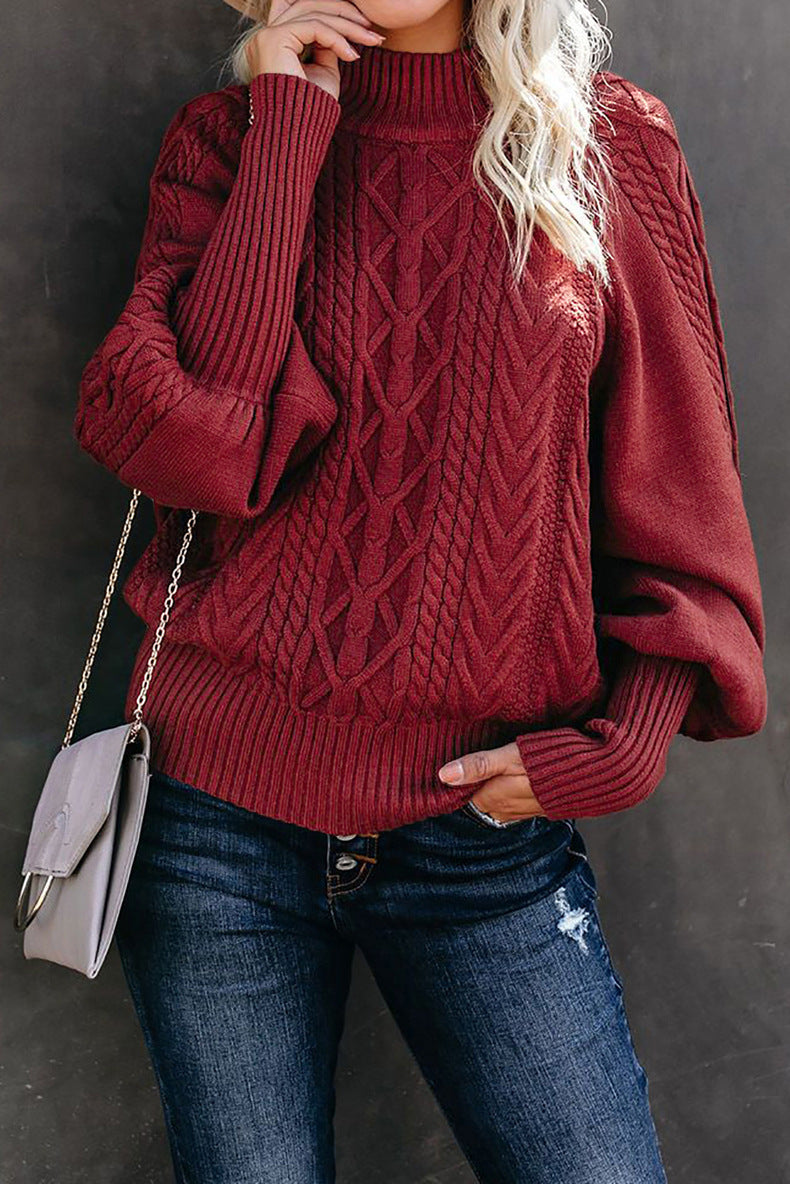 Ladies Loose Long-sleeved Knitted Solid Color Sweater
