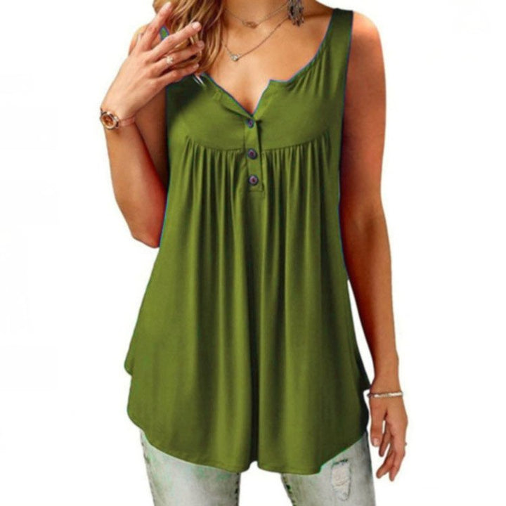 Summer Loose Button Tank Top - Clevecorner