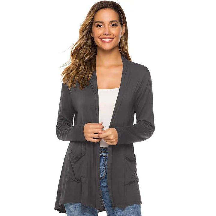 WOMEN'S CASUAL LIGHTWEIGHT OPEN FRONT LONG SLEEVE CARDIGANS - Clevecorner