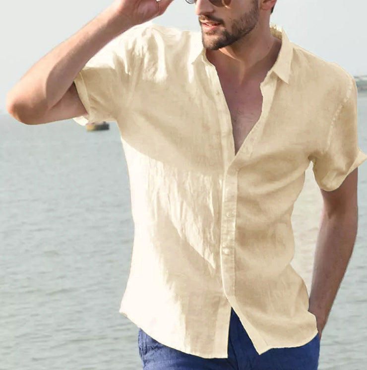 Summer Men's Solid Color Short Sleeve Casual - Clevecorner