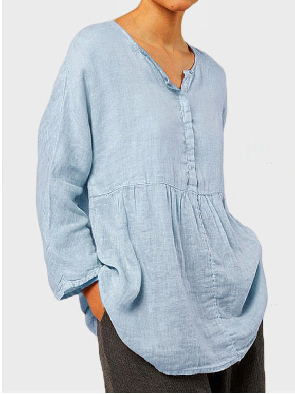 Women's Cotton Linen Casual Loose Top