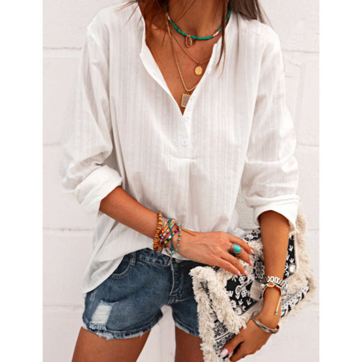 Solid Color Cotton Linen Top