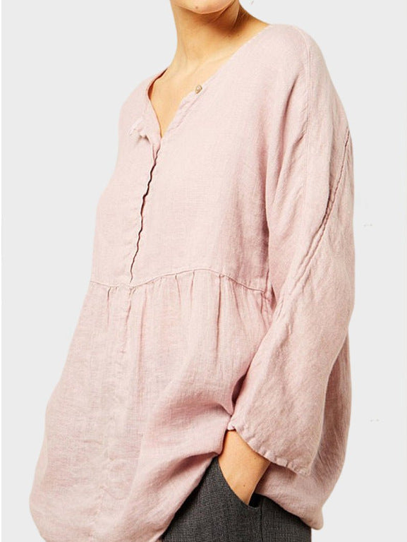 Women's Cotton Linen Casual Loose Top