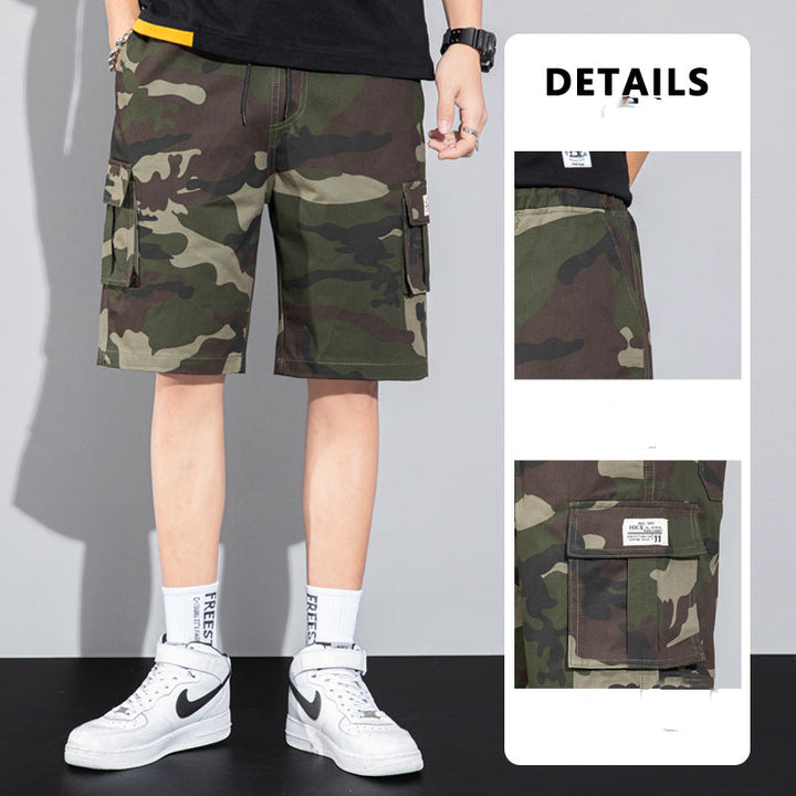 Casual Drawstring Cargo Multi Pocket Men's Beach Shorts